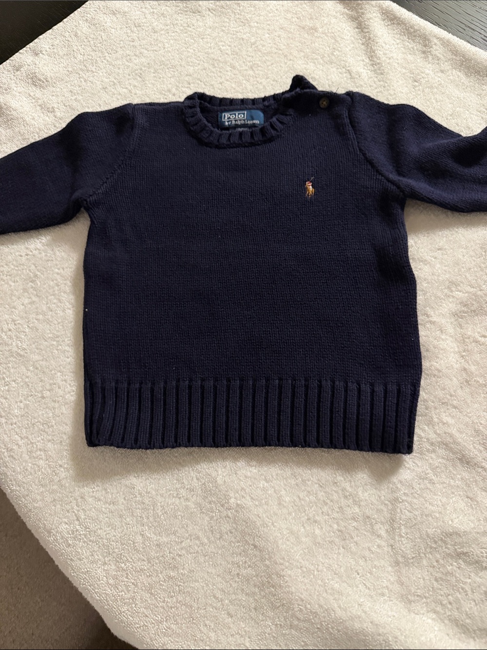 Polo by Ralph Lauren Navy Knit Crewneck Sweater with Pony Logo